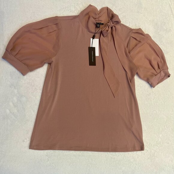 Cable & Gauge, Mauve Tie-Neck Blouse, Size M - Picture 3 of 11